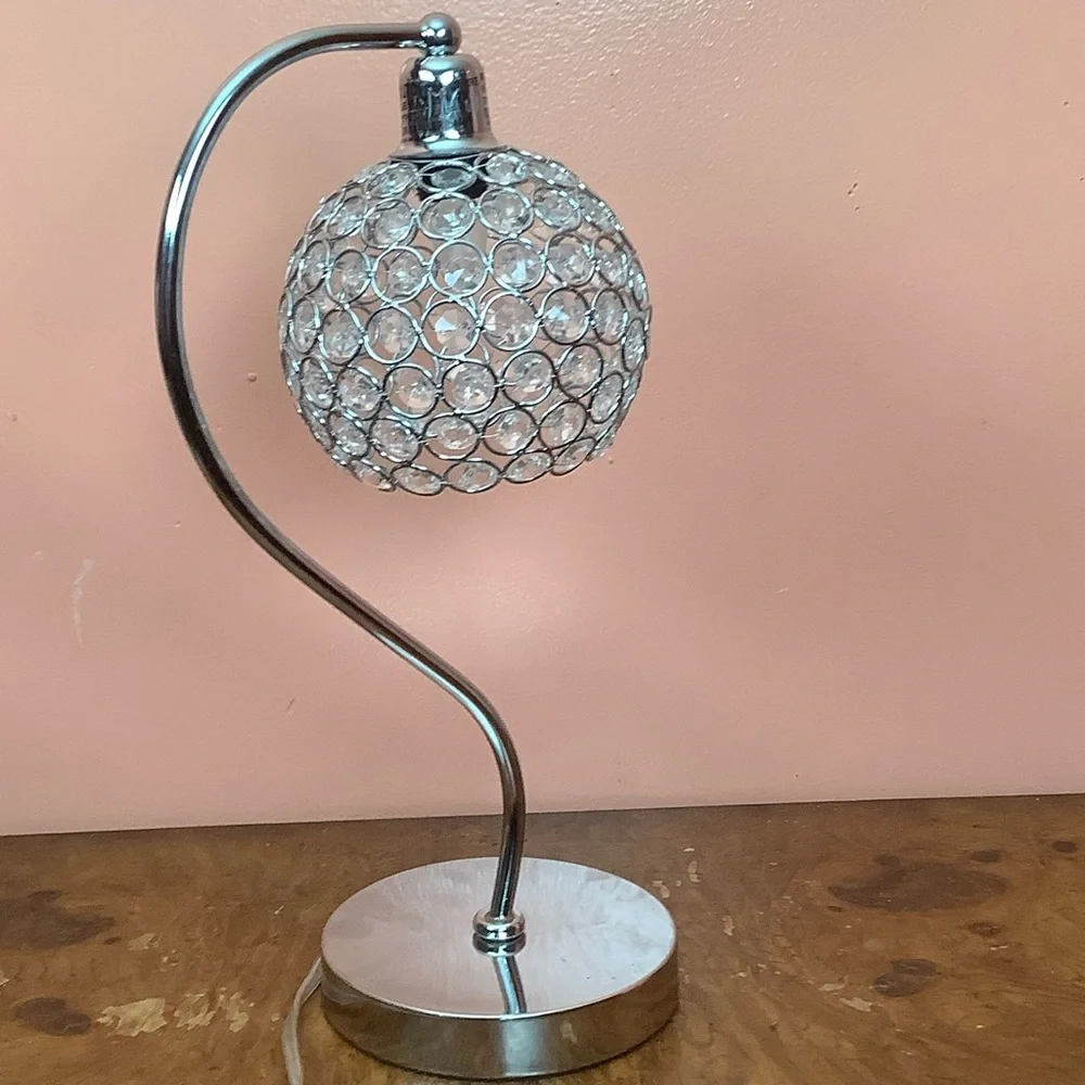 Crystal Globe Table Lamp - Silver 16”